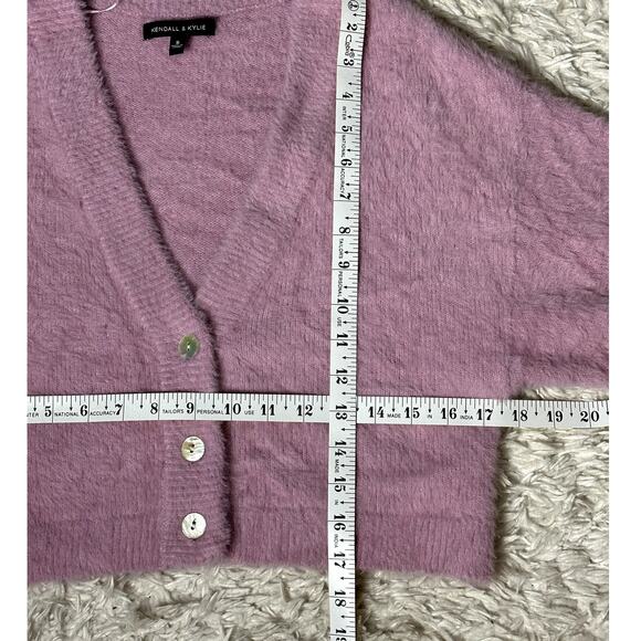 Kendall & Kylie Women Sz Small Long Sleeve Cropped Cardigan Purple Lilac Sweater - Picture 3 of 7